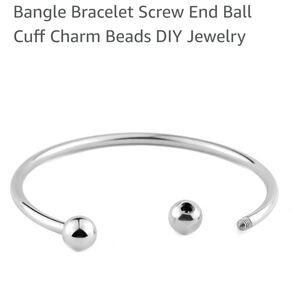 Silver Cuff Bracelet with Screw End Beads